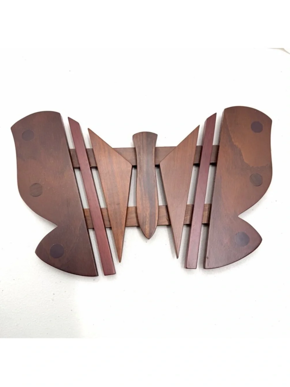 Vintage Mid-Century Modern MCM Butterfly Teakwood Wooden Trivet Decor